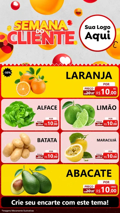 Modelo de TV para TV Vertical com o tema Semana do Cliente para Hortifrúti