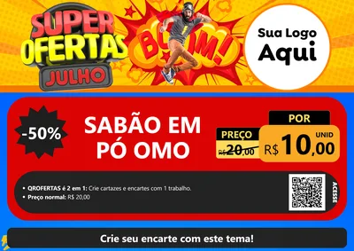 Modelo de Cartaz para Cartaz A4 Horizontal com o tema Super Ofertas Julho para Produtos de Limpeza
