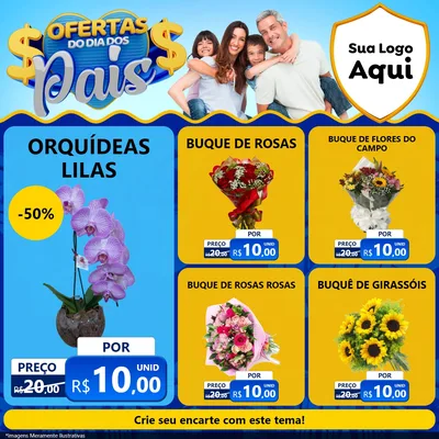 Modelo de Rede Social para Feed Facebook com o tema Ofertas do Dia dos Pais para Floricultura e jardim