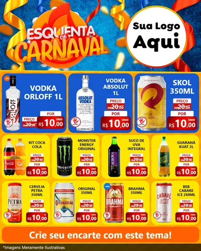 Modelo de Rede Social para Feed Instagram com o tema Esquenta de Carnaval para Distribuidora de bebidas