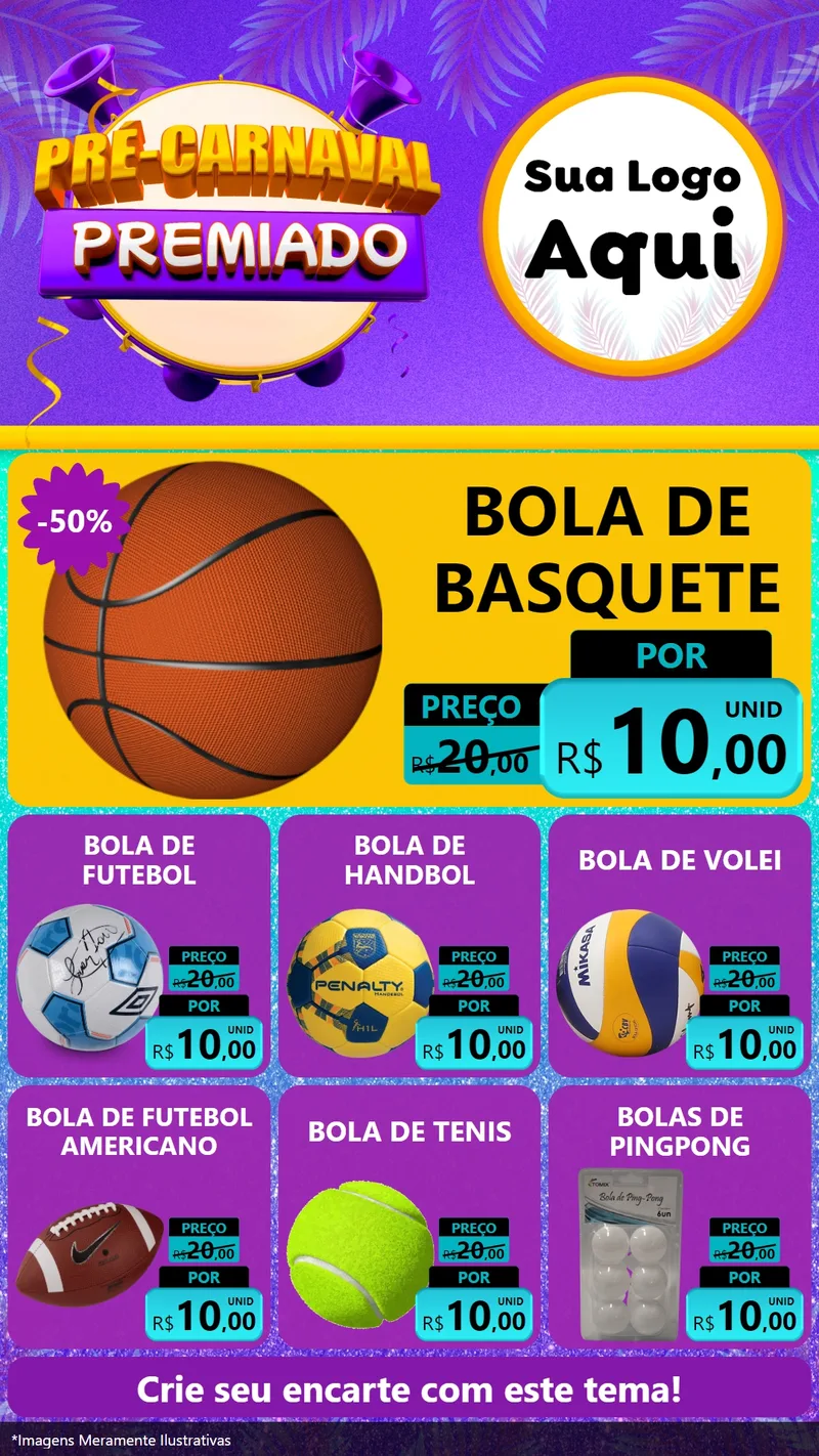Modelo de Rede Social para Stories com o tema Pré-Carnaval Premiado para Artigos Esportivos