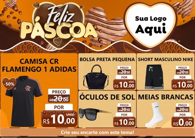 Modelo de Encarte para Encarte A4 Horizontal com o tema Feliz Páscoa para Roupas e acessórios