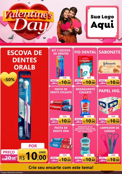 Modelo de Encarte para Encarte A4 Vertical com o tema Valentine's Day para Higiene Pessoal