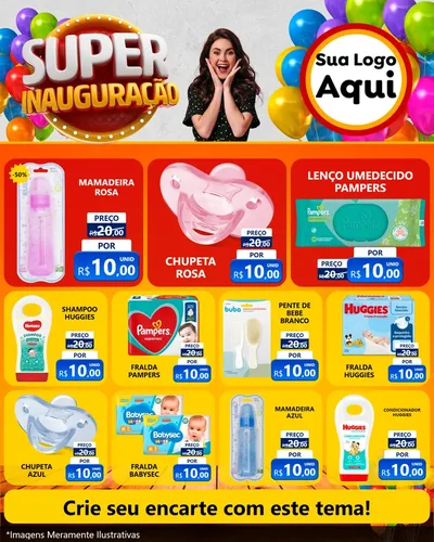 Modelo de Rede Social para Feed Instagram com o tema Super Inauguração para Bebês