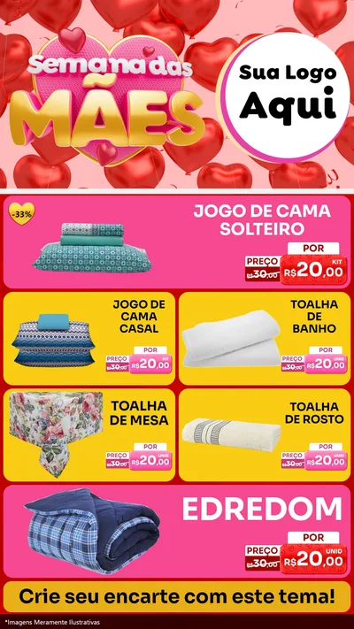 Modelo de TV para TV Vertical com o tema Semana Das Mães para Cama, Mesa e Banho