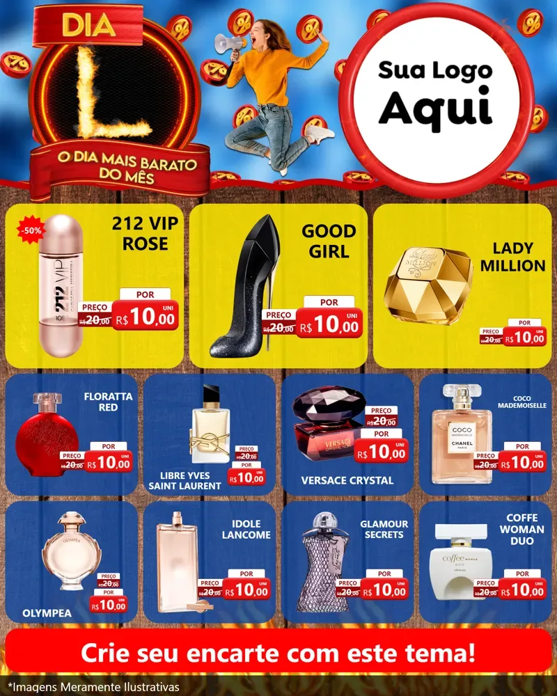 Modelo de Rede Social para Feed Instagram com o tema Dia L - O Dia Mais Barato Do Mês para Perfumes