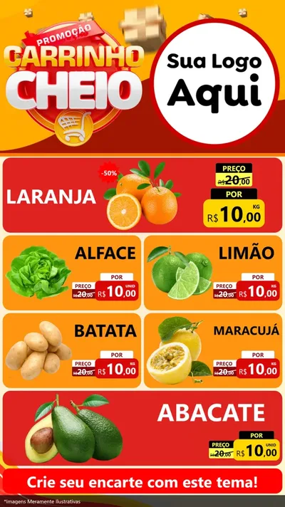 Modelo de TV para TV Vertical com o tema Promoção carrinho cheio para Hortifrúti