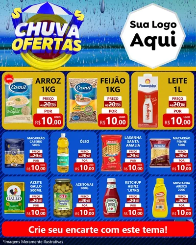 Modelo de Rede Social para Feed Instagram com o tema Chuva de Ofertas para Supermercado