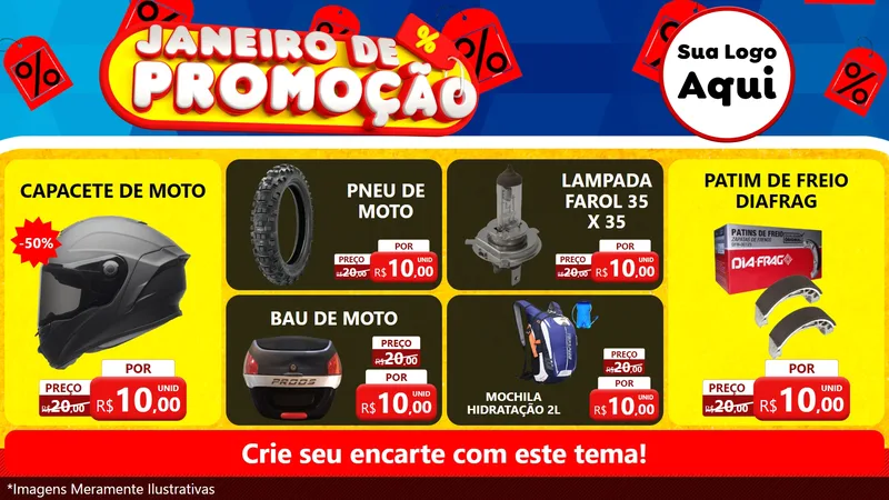 Modelo de TV para TV Horizontal com o tema Janeiro de Promoção para Moto peças