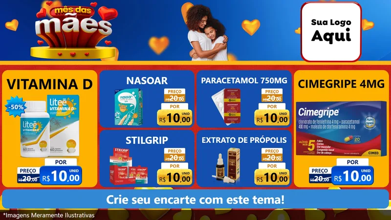 Modelo de TV para TV Horizontal com o tema Mês das Mães para Farmácia