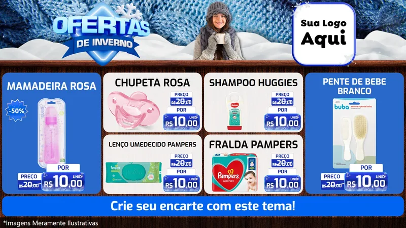 Modelo de TV para TV Horizontal com o tema Ofertas de Inverno para Bebês