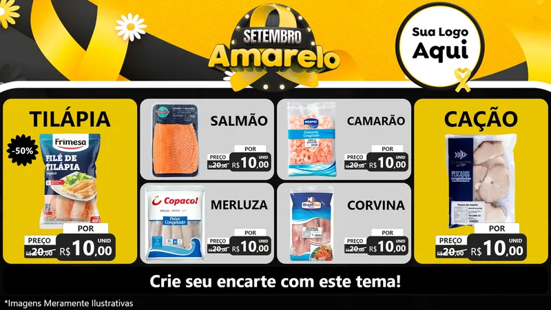 Modelo de TV para TV Horizontal com o tema Setembro Amarelo para Peixaria