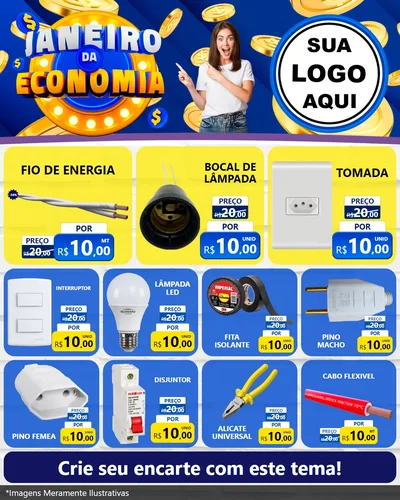 Modelo de Rede Social para Feed Instagram com o tema Janeiro da Economia para Materiais Elétricos