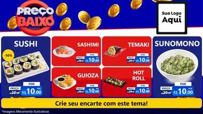 Modelo de TV para TV Horizontal com o tema Preço Baixo para Comida japonesa