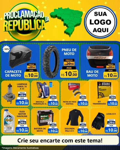 Modelo de Rede Social para Feed Instagram com o tema Proclamação da República para Moto peças