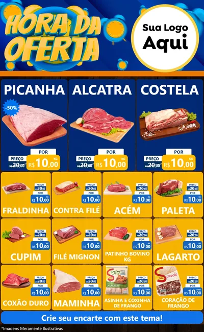 Modelo de Encarte para Encarte Grande com o tema Hora da Oferta para Açougue