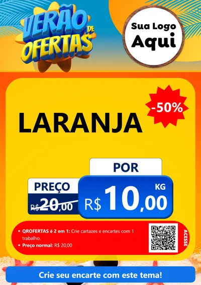 Modelo de Cartaz para Cartaz A4 Vertical com o tema Verão de Ofertas para Hortifrúti
