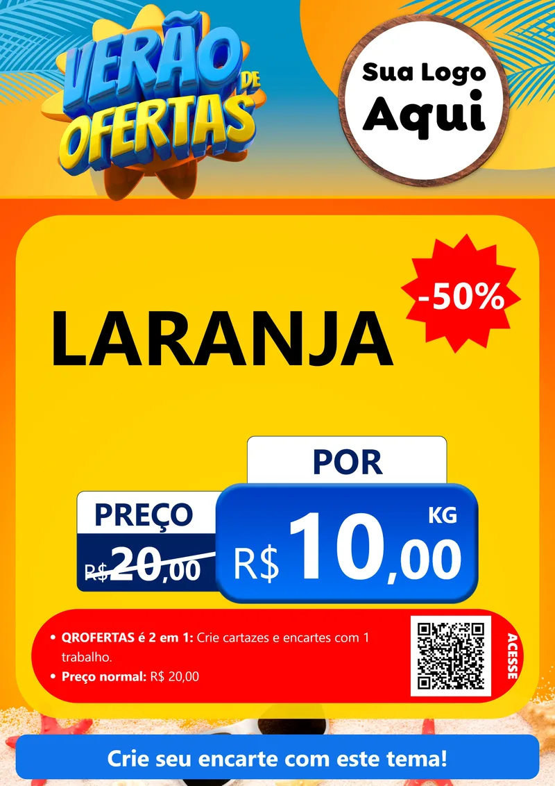 Modelo de Cartaz para Cartaz A4 Vertical com o tema Verão de Ofertas para Hortifrúti