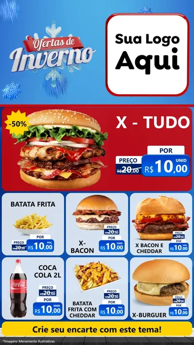 Modelo de Rede Social para Stories com o tema Ofertas de Inverno para Hamburgueria