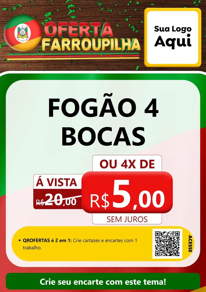 Modelo de Cartaz para Cartaz A4 Vertical com o tema Oferta Farroupilha para Móveis e Eletro