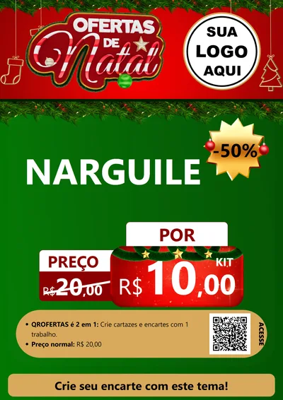 Modelo de Cartaz para Cartaz A4 Vertical com o tema Ofertas de Natal para Tabacaria