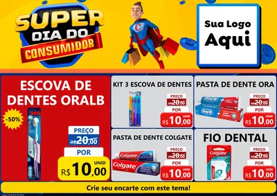 Modelo de Encarte para Encarte A4 Horizontal com o tema Super Dia do Consumidor para Higiene Pessoal