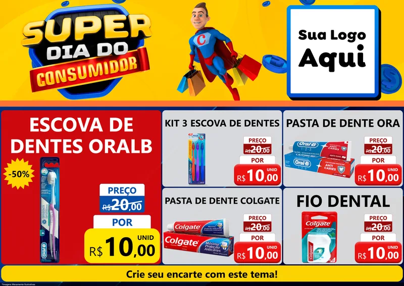 Modelo de Encarte para Encarte A4 Horizontal com o tema Super Dia do Consumidor para Higiene Pessoal