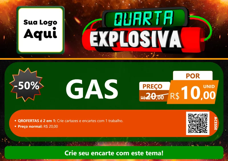 Modelo de Cartaz para Cartaz A4 Horizontal com o tema Quarta Explosiva para Água e gás