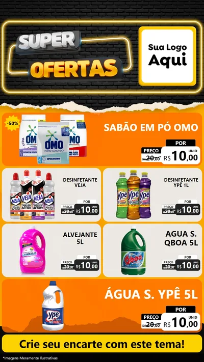 Modelo de TV para TV Vertical com o tema Super Ofertas para Produtos de Limpeza