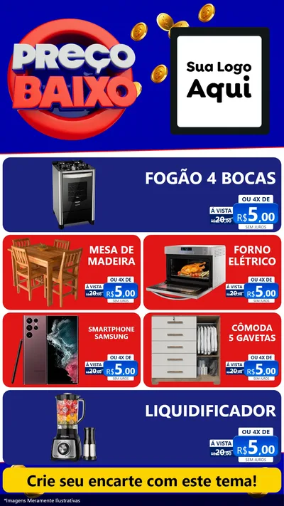 Modelo de TV para TV Vertical com o tema Preço Baixo para Móveis e Eletro