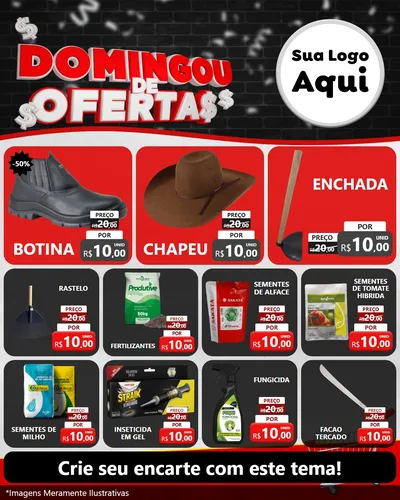 Modelo de Rede Social para Feed Instagram com o tema Domingou de Ofertas para Agropecuária