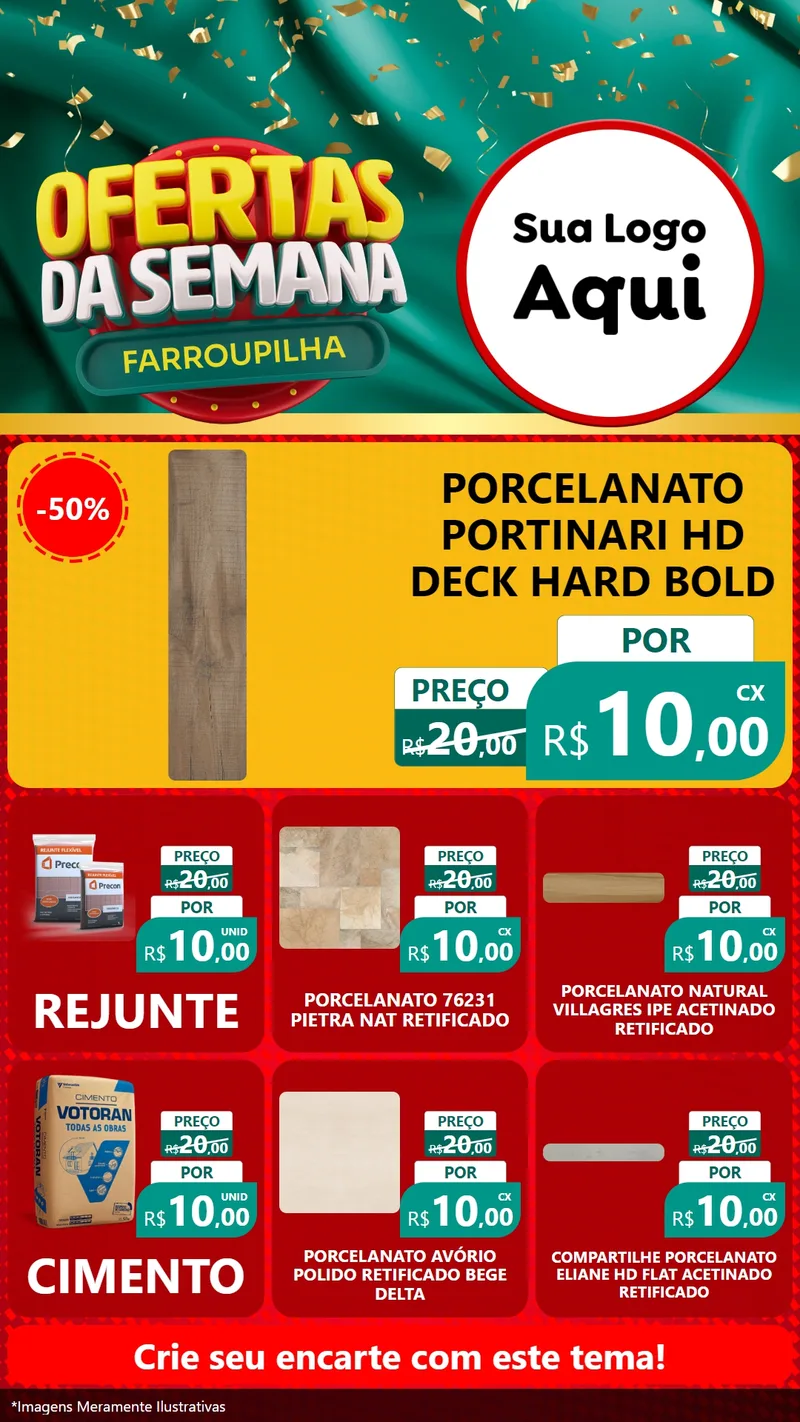 Modelo de Rede Social para Stories com o tema Ofertas da Semana Farroupilha para Pisos e revestimentos