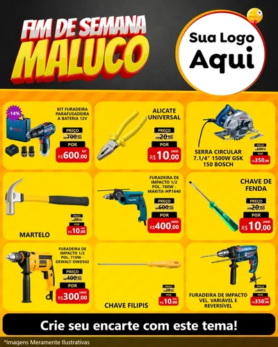 Modelo de Rede Social para Feed Instagram com o tema Final de Semana Maluco para Maquinas e Ferramentas