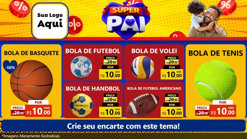 Modelo de TV para TV Horizontal com o tema Super Pai para Artigos Esportivos