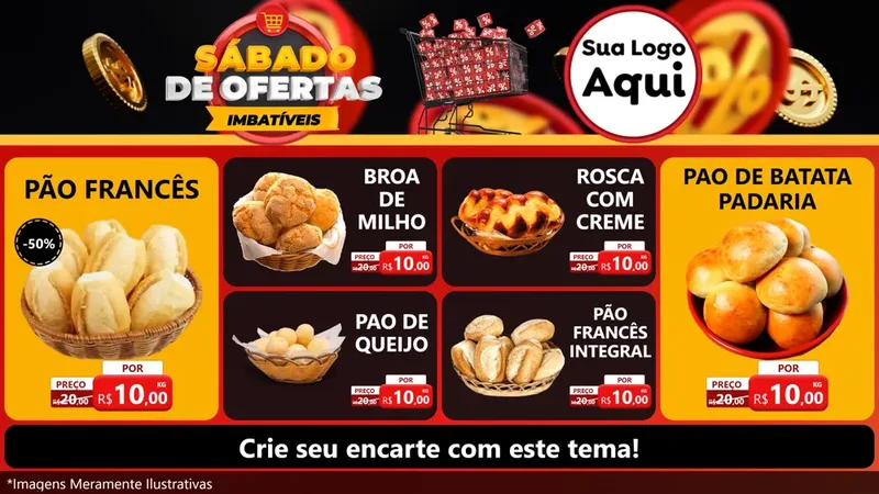 Modelo de TV para TV Horizontal com o tema Sábado de Ofertas Imbatíveis para Padaria