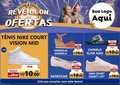 Modelo de Encarte para Encarte A4 Horizontal com o tema Réveillon de Ofertas para Calçados