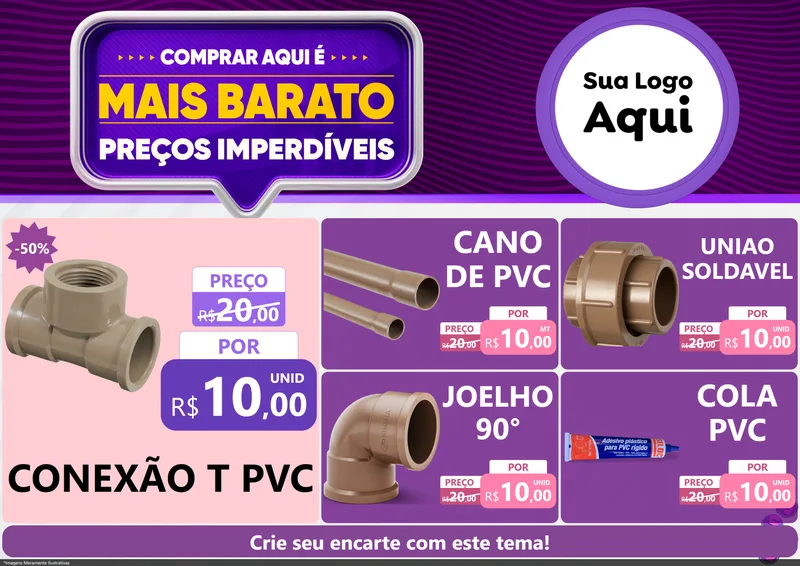 Modelo de Encarte para Encarte A4 Horizontal com o tema Mais Barato para Tubos e conexões