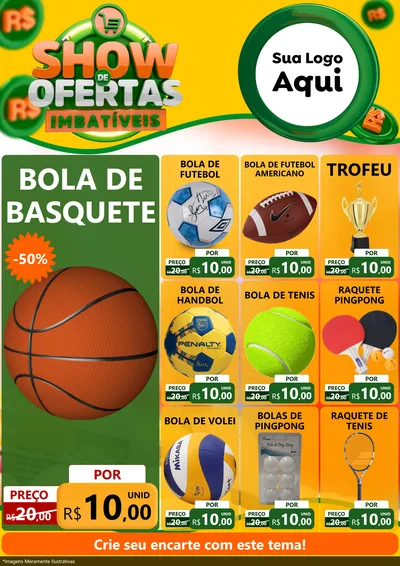 Modelo de Encarte para Encarte A4 Vertical com o tema Show de Ofertas Imbatíveis para Artigos Esportivos