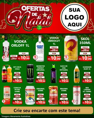 Modelo de Rede Social para Feed Instagram com o tema Ofertas de Natal para Distribuidora de bebidas