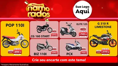 Modelo de TV para TV Horizontal com o tema Semana dos namorados para Concessionaria de Motos
