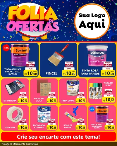 Modelo de Rede Social para Feed Instagram com o tema Folia de Ofertas para Tintas e Ferramentas