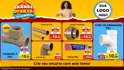 Modelo de TV para TV Horizontal com o tema Grandes Ofertas Para Economizar! para Tubos e conexões