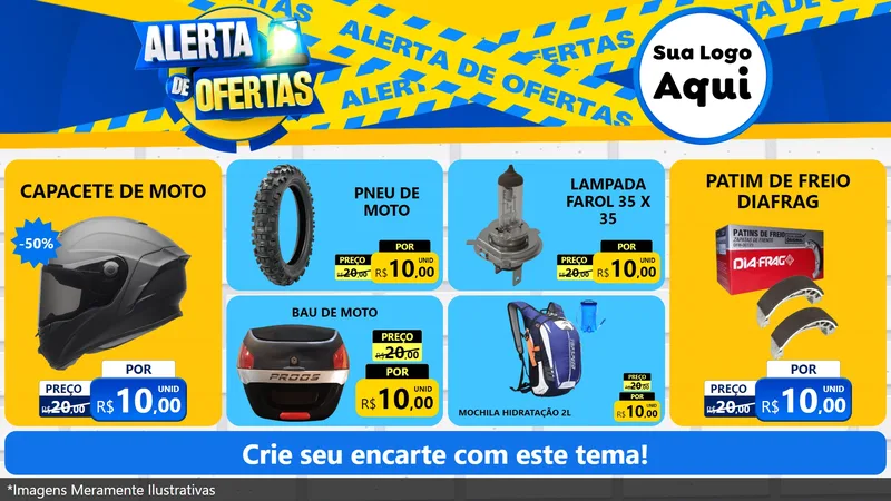 Modelo de TV para TV Horizontal com o tema Alerta de Ofertas para Moto peças