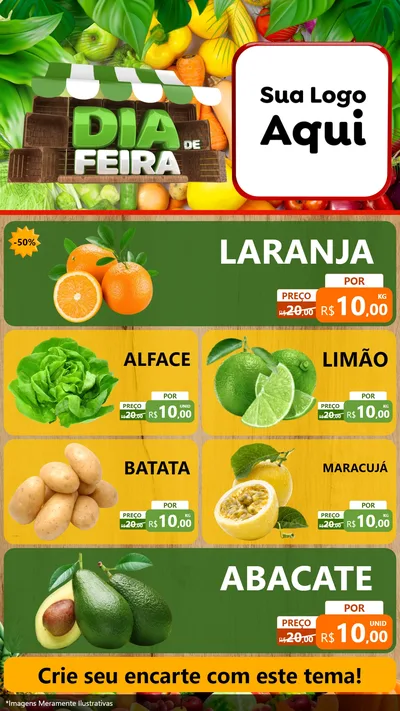 Modelo de TV para TV Vertical com o tema Dia de Feira para Hortifrúti