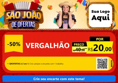 Modelo de Cartaz para Cartaz A4 Horizontal com o tema São João de Ofertas para Ferragens