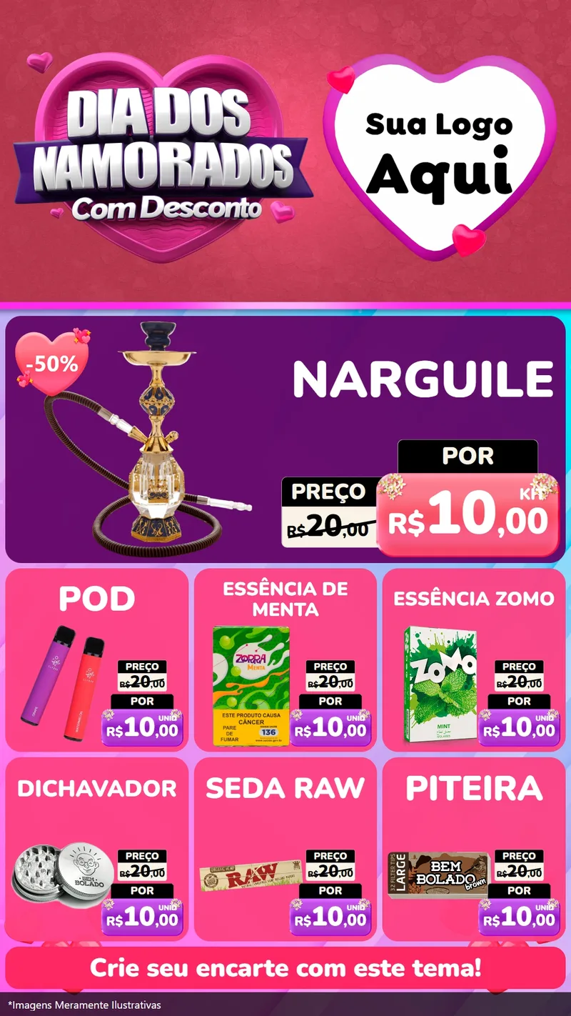 Modelo de Rede Social para Stories com o tema Dia Dos Namorados Com Desconto para Tabacaria