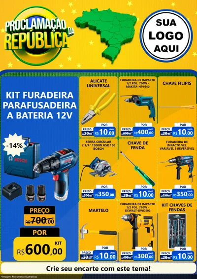 Modelo de Encarte para Encarte A4 Vertical com o tema Proclamação da República para Maquinas e Ferramentas