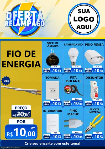 Modelo de Encarte para Encarte A4 Vertical com o tema Oferta Relâmpago para Materiais Elétricos