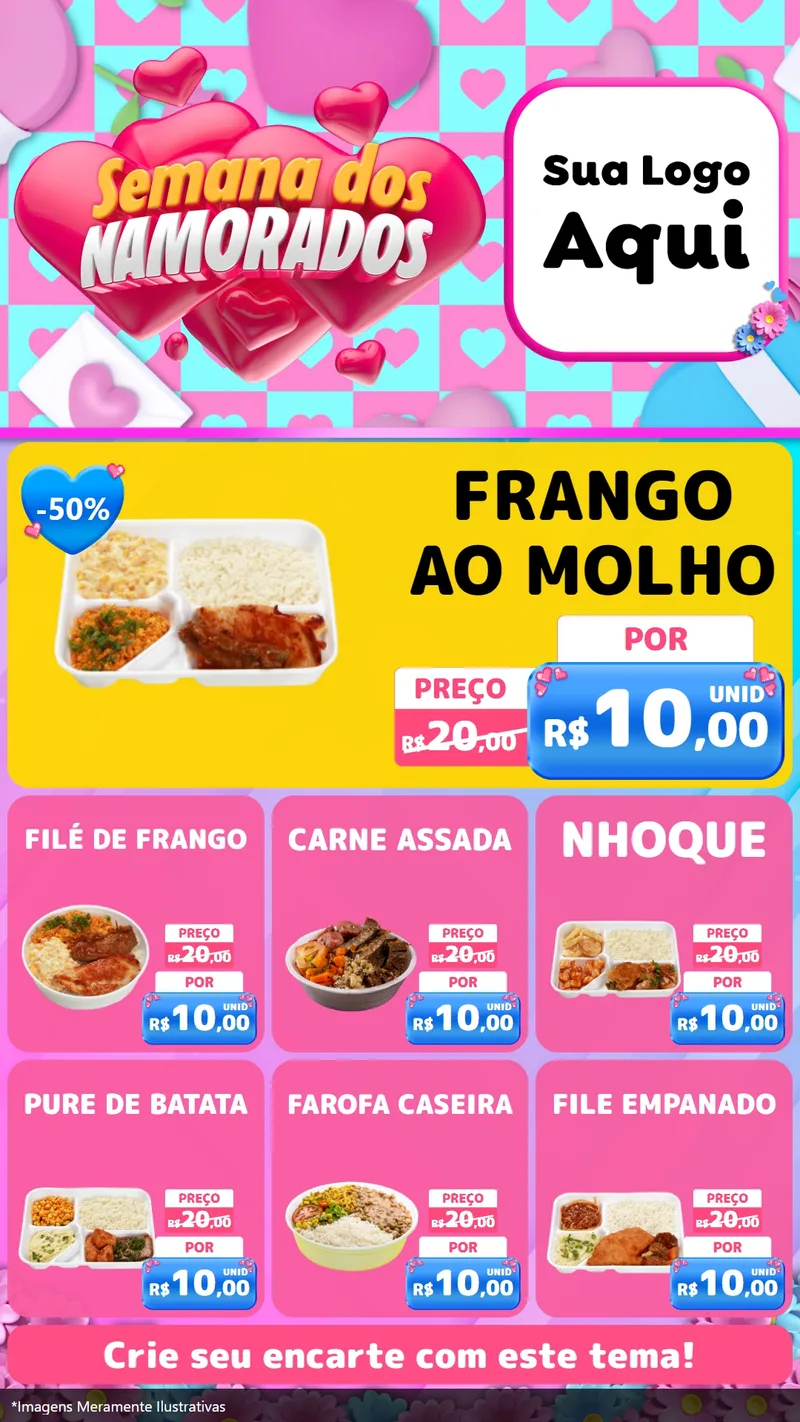 Modelo de Rede Social para Stories com o tema Semana dos Namorados para Restaurante