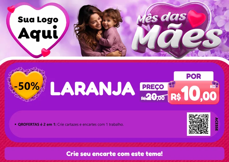 Modelo de Cartaz para Cartaz A4 Horizontal com o tema Mês das Mães para Hortifrúti